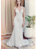 Ivory Lace Tulle Open Back Dreamy Wedding Dress